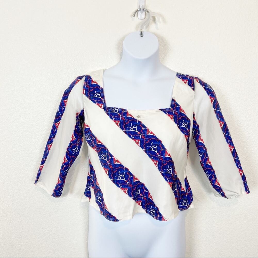 Tommy Hilfiger Silk Crop Top Shirt Open Back Americana Vintage y2K L NWT